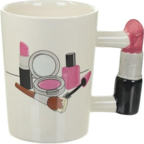 3D Hand Painted Creative Ceramic Mugs Girl Tools Beauty Kit Handle Tea Coffee Mug Hair Dryer Handle Mug Tea Cup New Women Gift