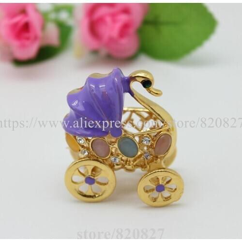 Mini Vintage Baby Carriage Hinged Trinket Box Beautiful Baby Swan Stroller Jewelry Gift Trinket Box Pill Box Color Random