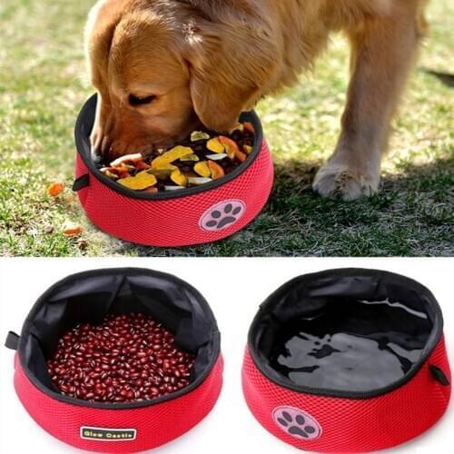 Pet Dog Bowl Cat Food Bowl Pets Bag Portable Food Folding Waterproof Travel Dog Bowl Drinking Water Bottle Dog Canvas Lunch Box