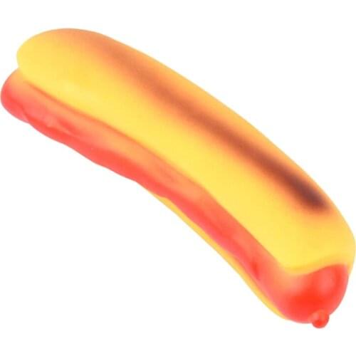 Simulation Hot Dog Toy Squeaky Toy Funny Interactive Toy Rubber Puppy Toy Dog Teething Toy Dog Bite Resistant Toy Training Toys