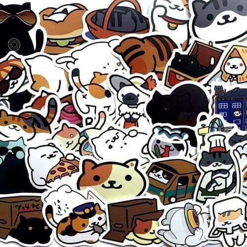 50Pcs Cute Cartoon cat ins style Stickers For Suitcase Skateboard Laptop Luggage Fridge Phone Car Styling DIY Decal Sticker