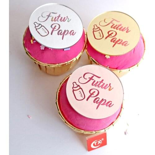 New Gold Happy Fathers Day Home Dad Cupcake Topper Fathers PaPa Acrylic Cake Topper Fathers Birthday Party Cake Decorations