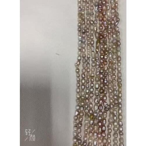 Wholesale low price purple 3-4mm rice shape pearl strands