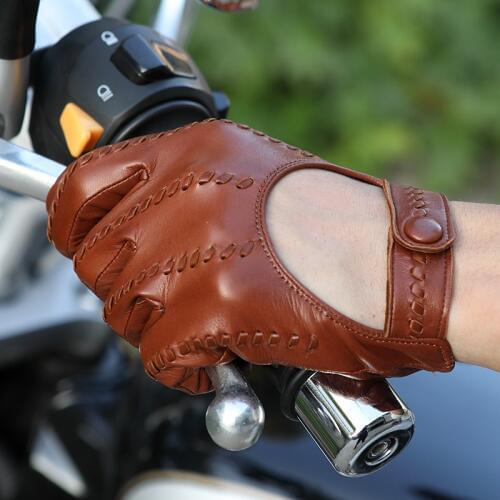 2020 Latest Real Leather Mans Gloves High Quality Imported Sheepskin Locomotive Driving Gloves Male Thin Unlined M063N-1