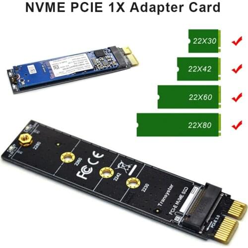 NVME SSD M2 PCIE to M2 Adapter NVMe SSD M2 PCIE X1 Card Raiser PCI-E M Key Connector Supports 2230/2242/2260/2280 M.2 SSD