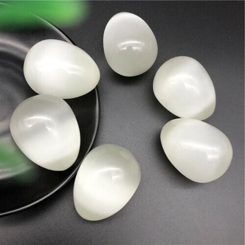 Drop Shipping 1pc Big White Cats Eye Stone Egg Shaped Specimen Gemstone Crystal Healing Reiki Stones and Crystals