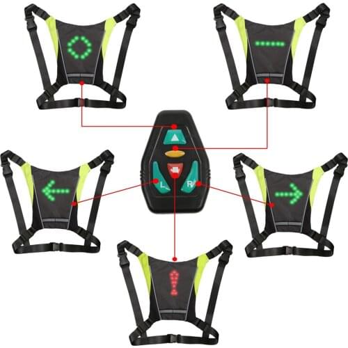 LED Turn Signal Light Reflective Vest Remote Control Bicycle Signal Indicator
