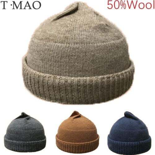 T-MAO Womens Cap Kpop Visor Winter Hat Caps For Men Bucket Hat Beanie Full Wool Hat To Keep Warm For Travel Knitted Hat Cotton