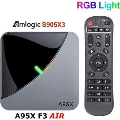 50PCS/LOT A95X F3 Air Smart TV Box Android 9.0 Amlogic S905X3 Quad Core Max 4GB 64GB 32GB 2GB 16GB with RGB Light Dual wifi