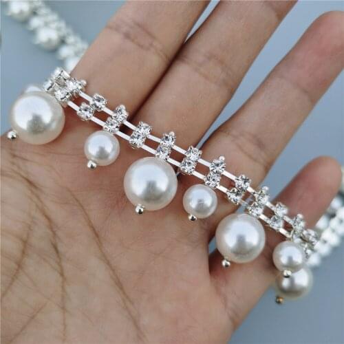 Rhinestone Crystal Chain Bling Diamante Lace Diamond Belt Trim Ribbon Necklace Applique Gem Sparkle Wedding Dress 2cm Width