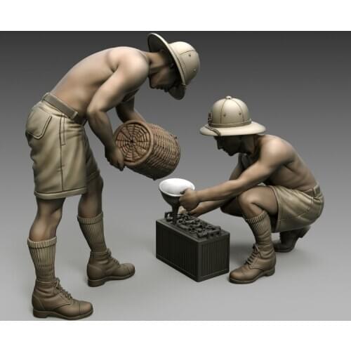 1/35 Resin Model figure GK Soldier ITALIAN SOLDIERS BATTERY MAINTENANCE Military theme of WWII Unassembled and unpainted kit