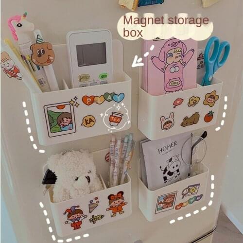1pcs Creative Magnetic Refrigerator Sticker Magnetic Storage Box Multifunctional Lovely Stationery Magnetic Pen Frame