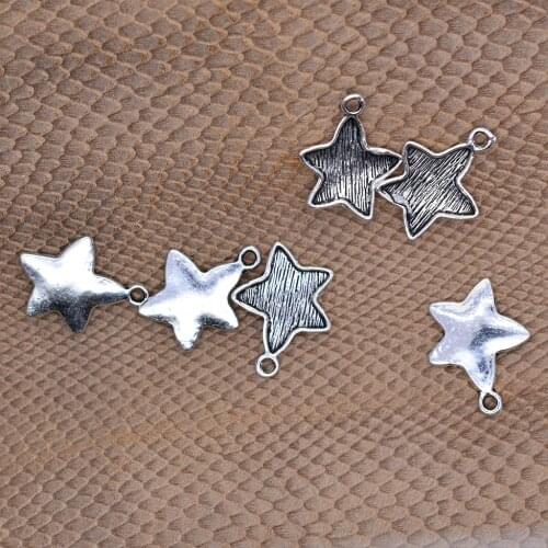 100pcs Antique Tibetan Style 20x15mm Alloy Star Pendant Cabochon Bezel Settings Trays Cabochon Frame DIY Jewelry Making Charms