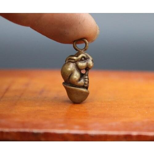 3 CM Bronze China Zodiac Animal rabbit hare glans penis sculpture Amulet Pendant