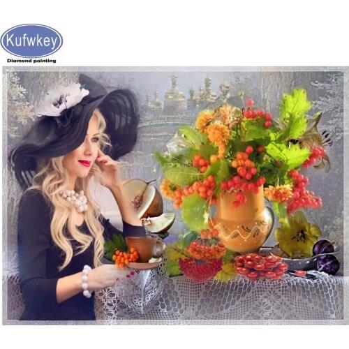5D DIY diamond painting sale hat elegant lady Cross Stitch Full Diamond embroidery Mosaic Collages Rhinestones Home Decor gift
