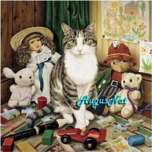 Cats diamond painting full square cross stitch children toys paint wall art decor 5d diy diamond dotz kit animal mosaic picture