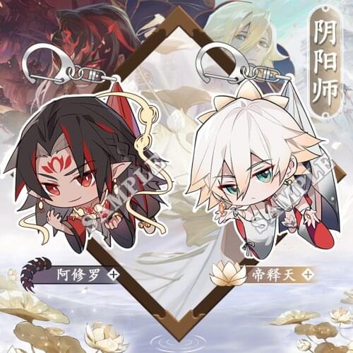 Anime Game Onmyoji Asura Sakro Devanam indrah A Keychain Pendant Toys Cartoon Keyrings Badge Brooch Pin Button Decor Xmas Gifts
