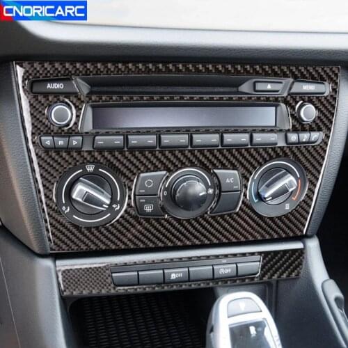 Car Styling Carbon Fiber Trim For BMW X1 E84 2011-2015 Interior Console Air Conditioner Volume Frame Decoration Cover Sticker