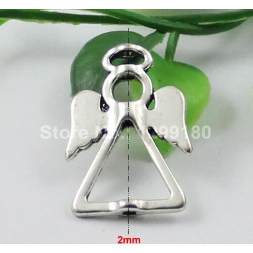 50pcs/lot Metal Zinc Alloy Silver Tone Angel Beads For Necklace DIY Jewelry Making Accessories 26x19mm Hole:2mm (K01259)
