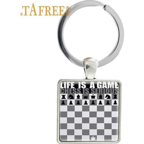 TAFREE Vintage life is a game Keychain keep calm and play chess key holder car keyring for men key chain jewelry CH70