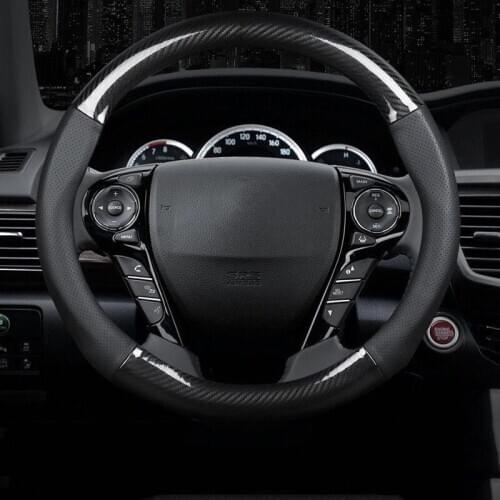 High Quality Carbon Fiber Steering Wheel Cover Leather Universal Perforated Breathable Steering Wheel Protector Anti-Slip 38CM