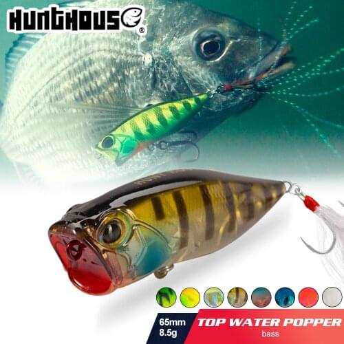 Hunthouse fishing hard mini popper lure topwater floating 65mm/8.5g surface crankbait swimbait Wobblers for bass fishing Tackle