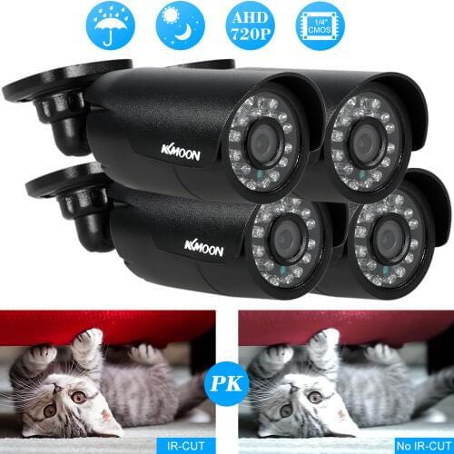 KKmoon 4pcs 720P AHD Bullet Camera+4*60ft Surveillance Cable Support IR-CUT Night Vision 24pcs Infrared Lamps for Home Security