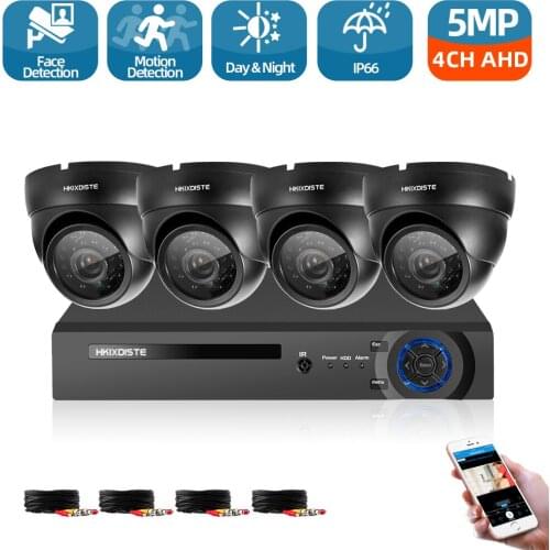 AHD CCTV Camera System Kit 4CH HD 5MP AHD Security Camera DVR Kit Outdoor CCTV Waterproof Home Video Surveillance System Set HDD