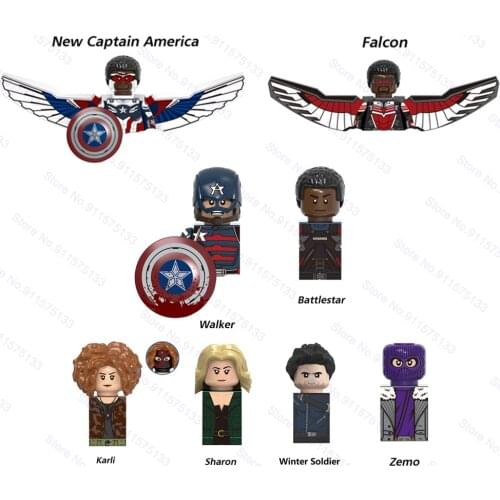 The Falcon Vision Wanda Winter Soldier Zemo Scarlet Witch Building Blocks Bricks Superhero Action Figures Toys Children Gifts