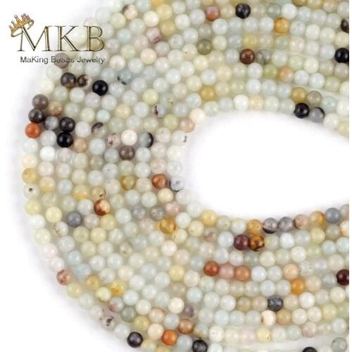 Natural Stone Color Amazonite Stone Round Beads For Jewelry Making 3mm Space Loose Beads Diy Bracelet Jewellery Strand 15"