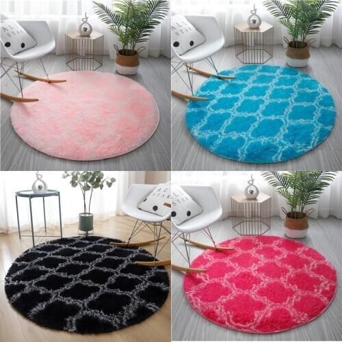 Nordic plush round carpet study living room coffee table bedside rug thick soft skin-friendly non-odor child crawling carpet