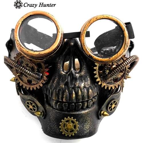 Steampunk Gothic Gear Face Mask with Goggles Cosplay Costume Party Masquerade