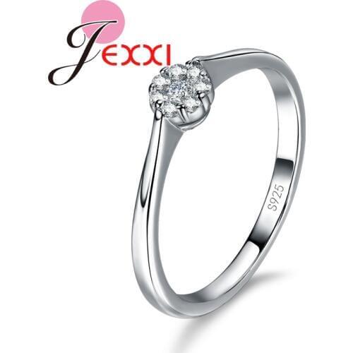 Fashion Classic 925 Sterling Silver Engagement Wedding Ring For Women CZ Crystal Lady Ring