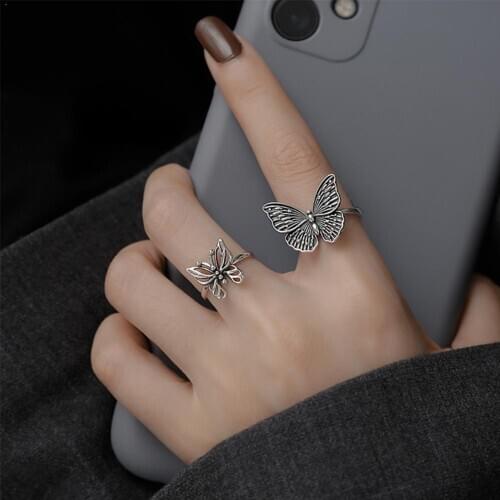 Hollow Butterfly Ring For Women New Fashion Birthday Gifts Accessories Party Opening Adjustable M1G8