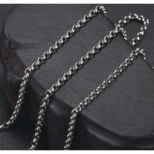 Stainless Steel Finished Chains Necklace Circular Links Rolo Chain with Lobster Clasp Steel Jewelry Necklaces Men Accessories