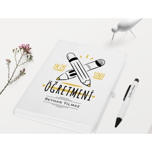 Personalized Best Class Teacher Themed White Notebook Pen Gift Set-5