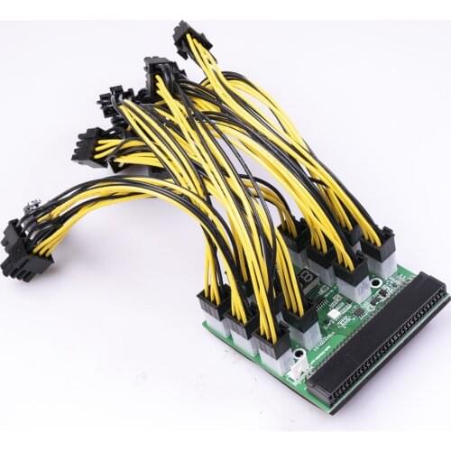 Power Module Breakout Board for HP 750W 1200W PSU Server Power Conversion +12pcs 6Pin to 8Pin Power Cable for BTC