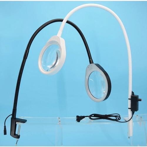 LED Magnifying Glass Desk Lamp for Close Work Bright Magnifier Table Lighted 10X Magnification for Craft & Reading Light