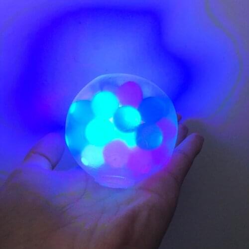 6cm Luminous Beads Stress Ball With Battery Glowing Fidget Toy Kawaii Anti-stress Squishy Brinquedos Funny Gift Xmas Autism
