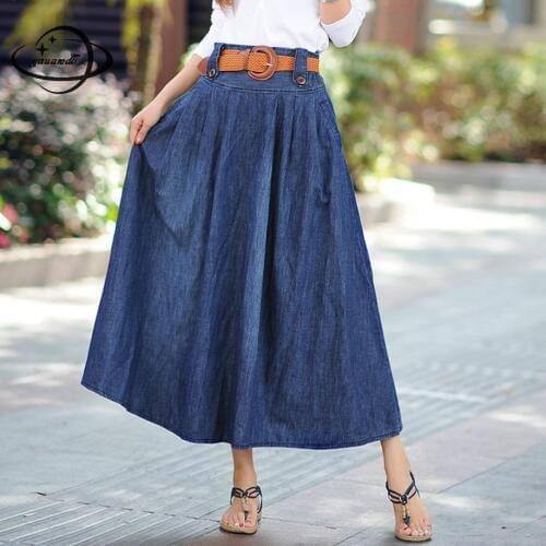 Yauamdb Women Ankle Length Skirts 2018 Summer Plus Size S-6xl Denim Female High Waist Jeans Clothing Casual Ladies Clothes Y67