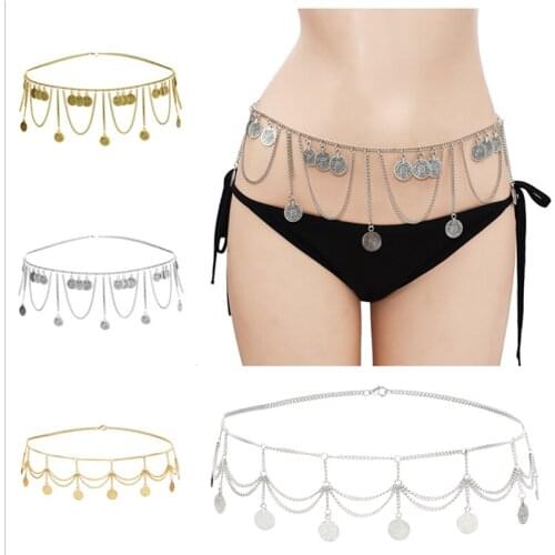 Retro Coin Tassel Waist Chain Beach Body Jewelry Bohemia Style Women Belly Chains Dance Accessories Golden Silver Waist Bijou