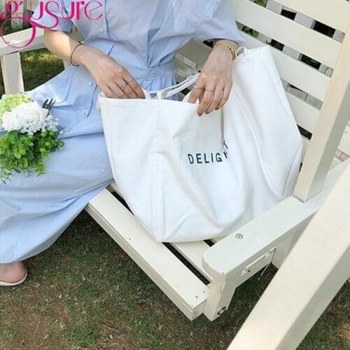 Gusure High Quality Canvas Totes Bag for Women Large Capacity Shoulder Bag Fashion Lady Top Handle Bag Shopping Totes Bolsas