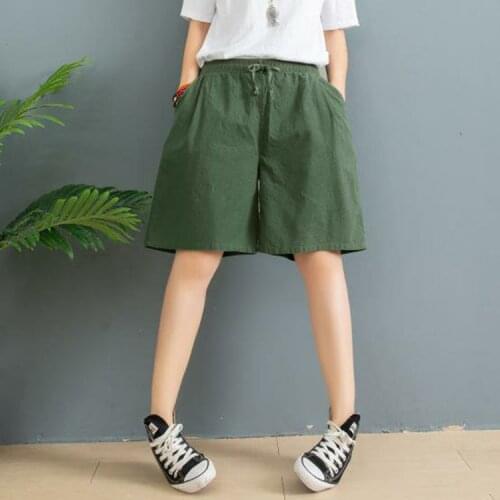 Women Shorts 2021 Summer Basic Casual Solid Cotton Linen Shorts High Waist Loose Shorts for Girls Soft Cool Female Shorts M-3XL