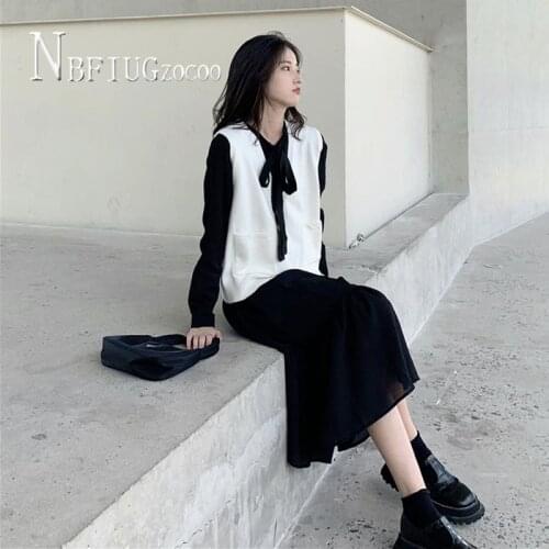2020 Autumn Winter Elegant Women Sets Vests And Dress Female Sets
