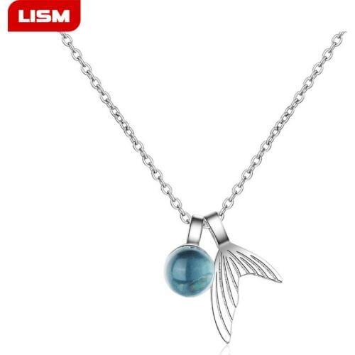 New Arrival Fashion Silver Plated Crystal Fish Tail Pendant Necklaces for Women Fine Jewelry Silver Color