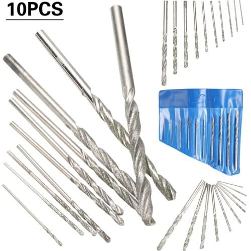 10pcs Diamond Coated Twist Drill Bits Set High Speed Steel Straight Shank Mini Twist Drill Bit Electric Drill Rotary Power Tools