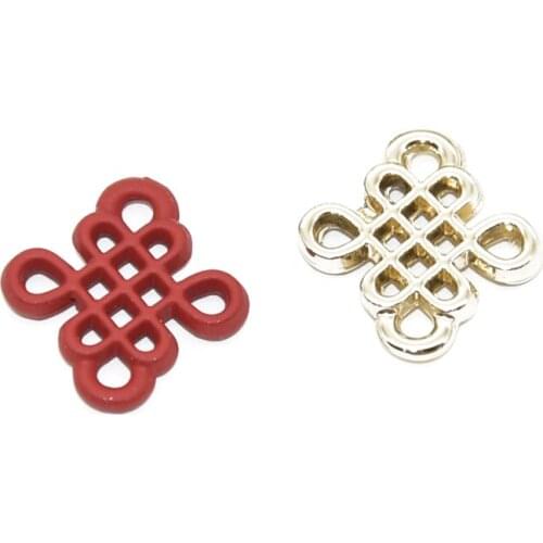 10pcs Alloy Metal 2 Colors Double Side Chinese knot Charms For Handmade Jewelry Accessories Making