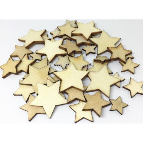 10000pcs 10-15mm Mix Mini Wood Star Embellishments Confetti Christmas Natural Crafts Chips Cardmaking Scrapbooking