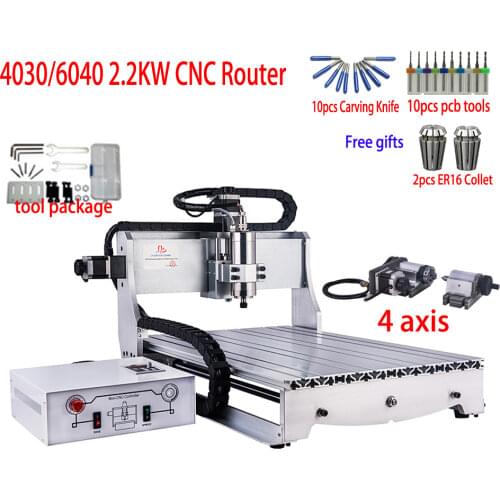 2200W CNC 6040 4 axis USB Mach3 4030 2.2KW 6040Z 4030Z CNC router wood carving steel aluminum metal milling engraving machine