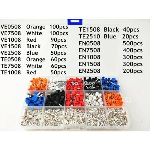2340pcs/lot mixed 15 models Dual Bootlace Ferrule Kit Electrical Crimp Crimper cord wire end terminal block